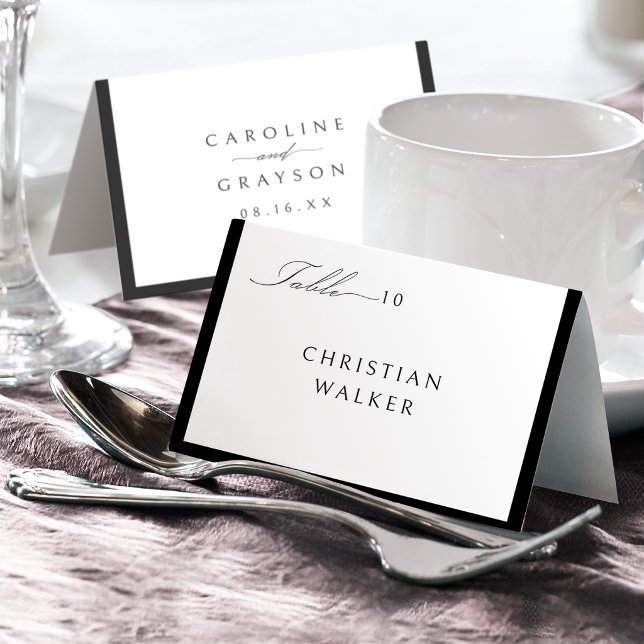 Enkel Elegant Typografi Vikbar Platskort Bordsnummer (Simple Graceful Typography Foldable Place Card)