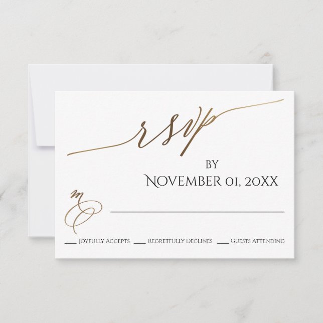 Enkel, Elegant, Utjämnad Guld-typografi OSA Kort (Framsida)