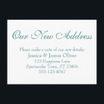 Enkel Elegant vår Nya adress ljusstråle på vitt Tilläggskort<br><div class="desc">Behålla dina vänner och din familj och dina nya adress med hjälp av dessa enkla, elegant-höljeskort. En enkel anteckning läser "Vår Ny adress" överst med ett söt, traditionellt skriptteckensnitt. Använda mallen fält om du vill lägga till all information för att anpassa designen för din egen använda. Den ljusa tealtypen placerades...</div>