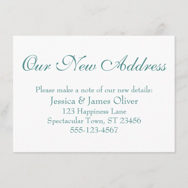 Enkel Elegant vår Nya adress ljusstråle på vitt Tilläggskort (Framsida)