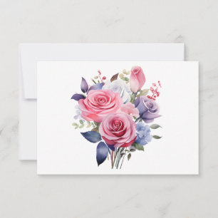 Enkel Elegant vattenfärgad Blommigt - plattform Anteckningskort