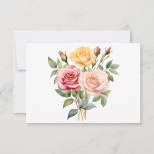 Enkel Elegant vattenfärgad Blommigt - plattform Anteckningskort