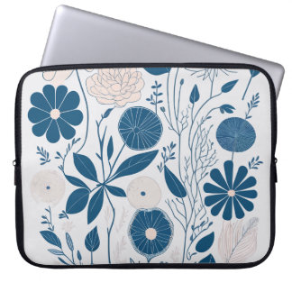 Enkel elegant vattenfärgsritning i Blåa blommor Laptop Fodral