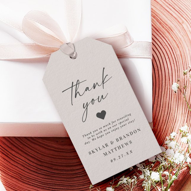 Enkel Elegant vid Elfenbenskusten Bröllop Tack Presentetikett (Express your gratitude with these chic Minimalist Wedding Favor Thank You Tags!)