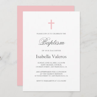 Enkel Elegant vid Rosa Kor-baptism Inbjudningar