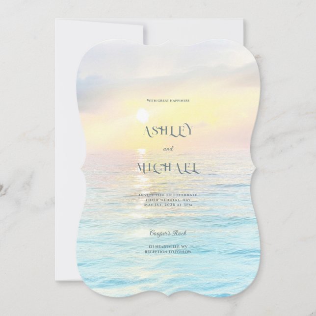 Enkel Elegant vid strandbröllop vid havet (Framsida)