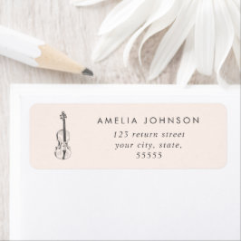 Enkel Elegant Violin Teacher Musician  Rosa Returadress Etikett