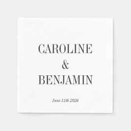 Enkel Elegant, vit bakgrund Personligt bröllp Pappersservett