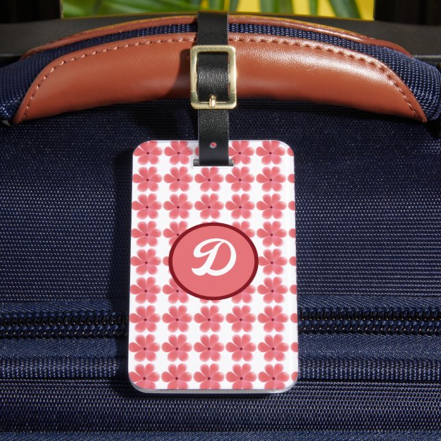 enkel elegant vit brun monogram personlig bagagebricka (Framsida Insitu 2)