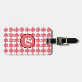 enkel elegant vit brun monogram personlig bagagebricka