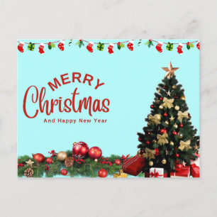 Enkel Elegant Vit DekorationRöd Boll God Jul Helg Vykort