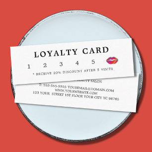 Enkel Elegant Vit färgstark Läppar Beauty Loyalty Lojalitetskort
