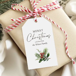 Enkel Elegant Vit God Jul Botanisk Presentetikett