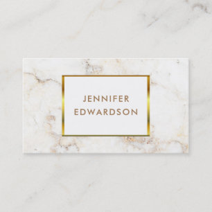Enkel elegant, vit guld-marmor, professionell visitkort
