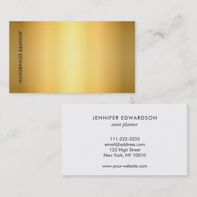 Enkel elegant vit guld professionell visitkort (Fram/baksida)