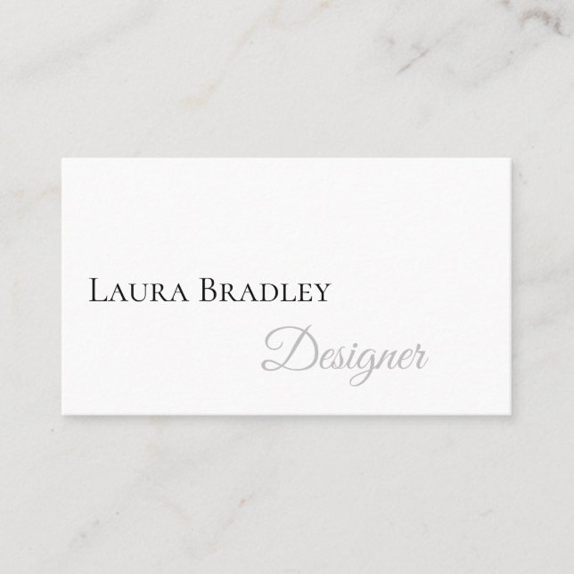 Enkel Elegant vit med svart skript Visitkort (Framsida)