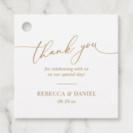 Enkel Elegant Vit och Guld Script Tack Gåvor Etiketter