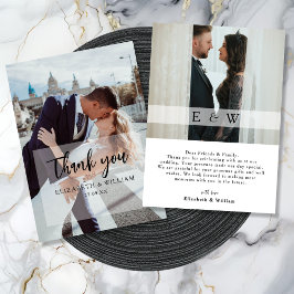 Enkel Elegant, vit övertäckning 2 Photo Bröllop Tack Kort