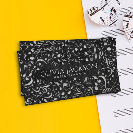 Enkel elegant vit papper musik noter mönster visitkort