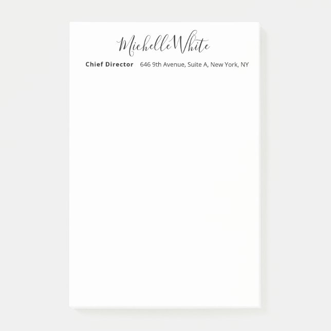 Enkel Elegant Vit Professionell Modern Post-it Block (Framsida)