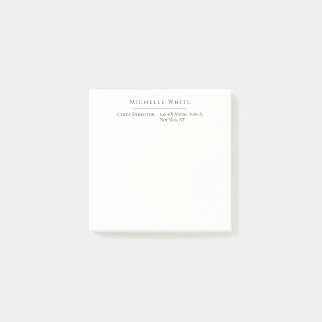 Enkel Elegant Vit Professionell Modern Post-it Block (Framsida)