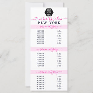 Enkel Elegant Vit Rosa Logotyp Salon Pris lista