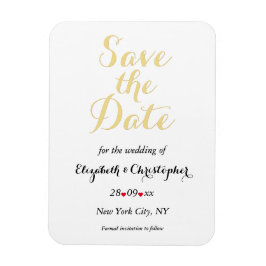 Enkel Elegant Vita Guld Bröllop spara datum Magnet