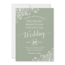 Enkel Elegant Vita Snöre på Sage Grönt Bröllop