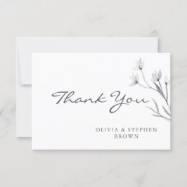 Enkel Elegant Vitdragen blomma. Bröllop Tack Kort