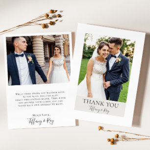 Enkel Elegant Vitt och Beige Flat Photo Tack Kort