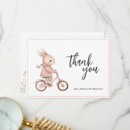 Enkel Elegant Watercolor Bunny Flicka Tack Kort