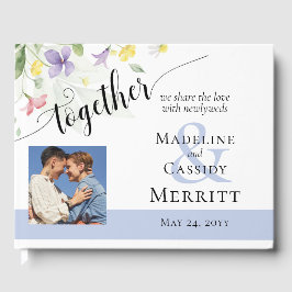 Enkel Elegant Watercolor Wildblommor Boho Bröllop Gästböcker