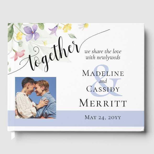 Enkel Elegant Watercolor Wildblommor Boho Bröllop Gästböcker (Framsida)