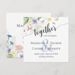 Enkel Elegant Watercolor Wildblommor Boho Bröllop Inbjudningar