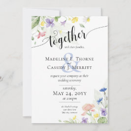 Enkel Elegant Watercolor Wildblommor Boho Bröllop Inbjudningar