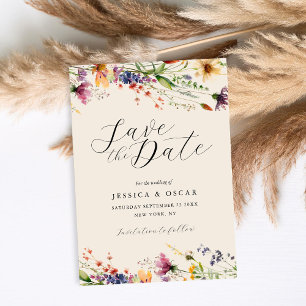 Enkel Elegant Wildblomma Vår, sommartid Bröllop Spara Datumet