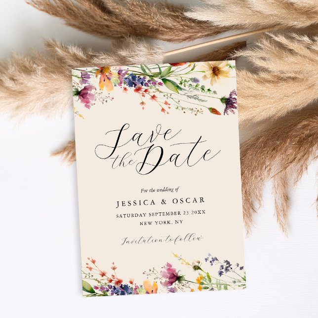 Enkel Elegant Wildblomma Vår, sommartid Bröllop Spara Datumet (Skapare uppladdad)