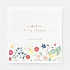 Enkel Elegant Wildblomsterbabyskor Pappersservett
