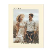 Enkel Elfenbenskräm BUDGET Bröllopsfotoinbjudan