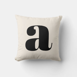 Enkel Elfenbensvit Djärv Retro Monogram Initial Kudde