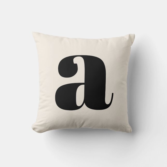 Enkel Elfenbensvit Djärv Retro Monogram Initial Kudde (Framsida)