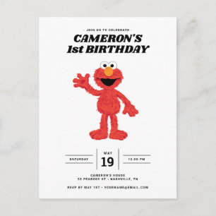 Enkel Elmo 1-års födelsedagsinbjudan Vykort