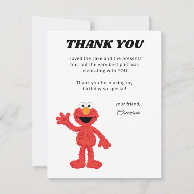 Enkel Elmo 1-årsdag Tack Kort (Framsida)
