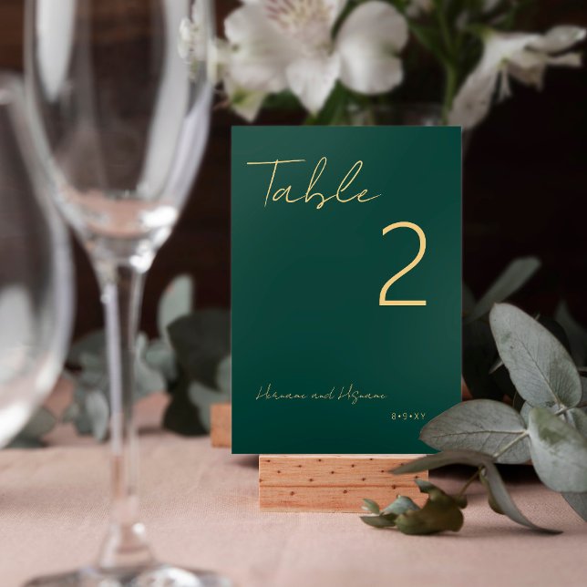 Enkel Emerald Grönt Guld Modern Minimalist Bordsnummer (Skapare uppladdad)