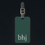 Enkel Emerald Grönt Initial Monogram Bagagebricka<br><div class="desc">Anpassadets bagagemärkesdesign med enkel elegant</div>