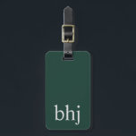 Enkel Emerald Grönt Initial Monogram Bagagebricka<br><div class="desc">Anpassadets bagagemärkesdesign med enkel elegant</div>