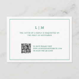 Enkel Emerald Grönt Monogram Elegant bröllop OSA Kort