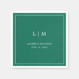 Enkel Emerald Grönt Monogram Elegant bröllop Pappersservett