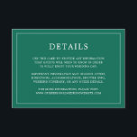 Enkel Emerald Grönt Monogram Elegant bröllop Tilläggskort<br><div class="desc">Ett enkelt elegant i bröllop-höljet med en modern utformning med dina detaljer omgivna av ett tunt gräns. All text är vit över en bakgrundsbild för en grönt. Färgen typsnitt och bakgrunden kan ändras till valfritt färg genom att klicka på knappen "anpassa". En chic och snyggt som är underbar för ett...</div>