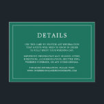 Enkel Emerald Grönt Monogram Elegant bröllop Tilläggskort<br><div class="desc">Ett enkelt elegant i bröllop-höljet med en modern utformning med dina detaljer omgivna av ett tunt gräns. All text är vit över en bakgrundsbild för en grönt. Färgen typsnitt och bakgrunden kan ändras till valfritt färg genom att klicka på knappen "anpassa". En chic och snyggt som är underbar för ett...</div>